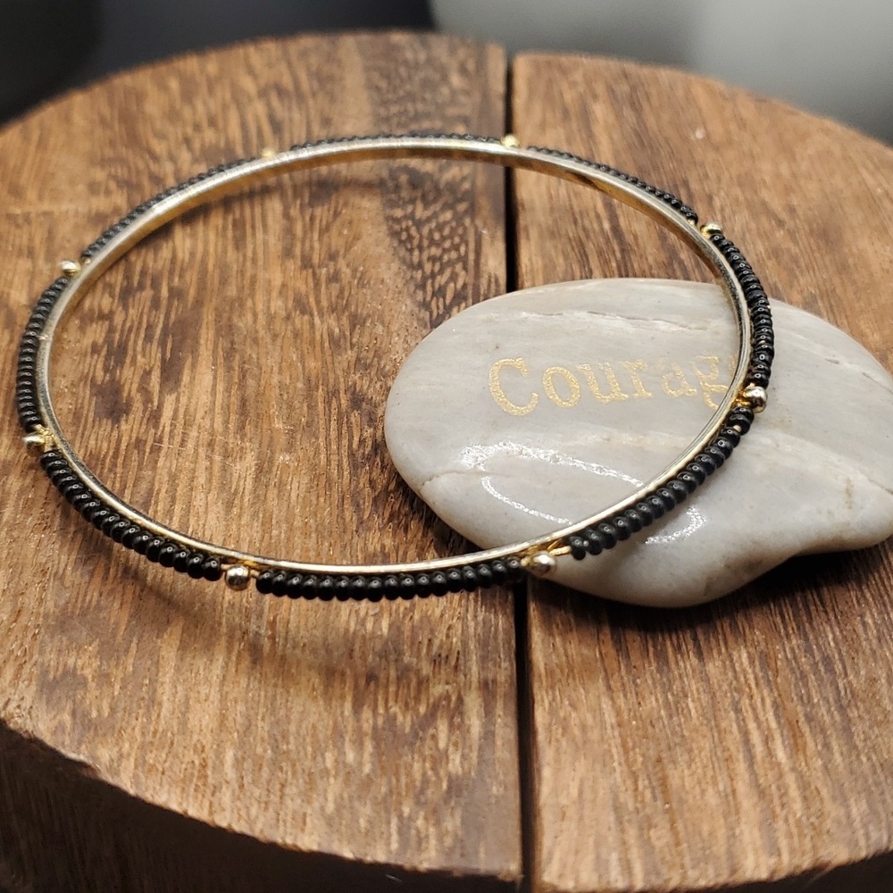 B2635 black seed beaded oriental bracelet‎
